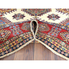 Load image into Gallery viewer, 8&#39;8&quot;x11&#39;10&quot; Hand Knotted Ivory Afghan Super Kazak With Geometric Design Shiny Wool Oriental Rug FWR369912