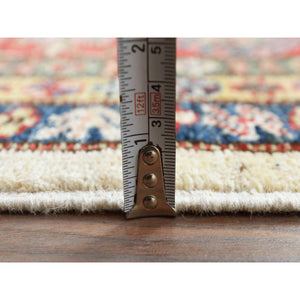 8'8"x11'10" Hand Knotted Ivory Afghan Super Kazak With Geometric Design Shiny Wool Oriental Rug FWR369912