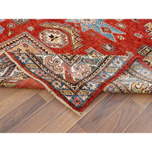 Load image into Gallery viewer, 6&#39;x9&#39; Hand Knotted Rich Red Afghan Super Kazak With Large Medallions Design Pure Wool Oriental Rug FWR369942