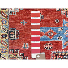 Load image into Gallery viewer, 6&#39;x9&#39; Hand Knotted Rich Red Afghan Super Kazak With Large Medallions Design Pure Wool Oriental Rug FWR369942