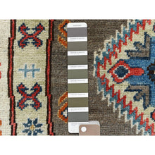 Load image into Gallery viewer, 8&#39;x8&#39; Taupe, Afghan Special Kazak With Caucasian Star Design, Hand Knotted, Round, Natural Wool, Oriental Rug FWR370068