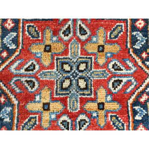8'x8' Taupe, Afghan Special Kazak With Caucasian Star Design, Hand Knotted, Round, Natural Wool, Oriental Rug FWR370068