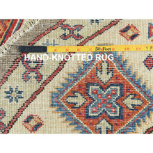 Load image into Gallery viewer, 8&#39;x8&#39; Taupe, Afghan Special Kazak With Caucasian Star Design, Hand Knotted, Round, Natural Wool, Oriental Rug FWR370068