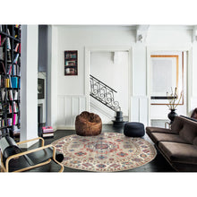 Load image into Gallery viewer, 7&#39;10&quot;x7&#39;10&quot; Beige, Caucasian Afghan Special Kazak With Star Design, Round, Hand Knotted, Organic Wool, Oriental Rug FWR370092