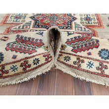 Load image into Gallery viewer, 7&#39;10&quot;x7&#39;10&quot; Beige, Caucasian Afghan Special Kazak With Star Design, Round, Hand Knotted, Organic Wool, Oriental Rug FWR370092