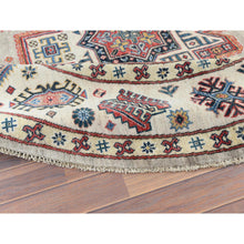 Load image into Gallery viewer, 7&#39;10&quot;x7&#39;10&quot; Beige, Caucasian Afghan Special Kazak With Star Design, Round, Hand Knotted, Organic Wool, Oriental Rug FWR370092