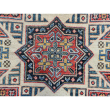 Load image into Gallery viewer, 7&#39;10&quot;x7&#39;10&quot; Beige, Caucasian Afghan Special Kazak With Star Design, Round, Hand Knotted, Organic Wool, Oriental Rug FWR370092