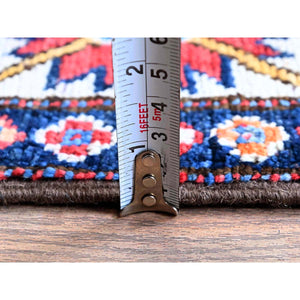 2'8"x8'3" Berry Red, Hand Knotted, Colorful Afghan Ersari With Turkish Knot, Caucasian Design Revival, Vegetable Dyes, Densely Woven, Soft Wool, Runner, Oriental Rug FWR3696