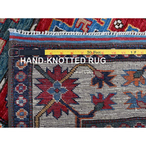 2'8"x8'3" Berry Red, Hand Knotted, Colorful Afghan Ersari With Turkish Knot, Caucasian Design Revival, Vegetable Dyes, Densely Woven, Soft Wool, Runner, Oriental Rug FWR3696