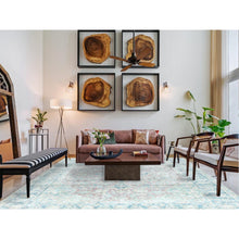 Load image into Gallery viewer, 8&#39;1&quot;x12&#39; Faded Champagne, Distressed Look, Vintage, Persian Kerman, Worn Wool, Shaved Down, Hand Knotted Oriental Rug FWR370242
