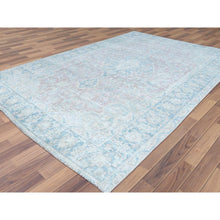 Load image into Gallery viewer, 8&#39;1&quot;x12&#39; Faded Champagne, Distressed Look, Vintage, Persian Kerman, Worn Wool, Shaved Down, Hand Knotted Oriental Rug FWR370242