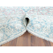 Load image into Gallery viewer, 8&#39;1&quot;x12&#39; Faded Champagne, Distressed Look, Vintage, Persian Kerman, Worn Wool, Shaved Down, Hand Knotted Oriental Rug FWR370242