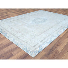 Load image into Gallery viewer, 8&#39;3&quot;x11&#39;1&quot; Hand Knotted, Ivory, Vintage, Persian Kerman, Distressed Look, Worn Wool, Shaved Down, Oriental Rug FWR370248