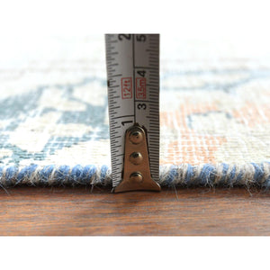 8'3"x11'1" Hand Knotted, Ivory, Vintage, Persian Kerman, Distressed Look, Worn Wool, Shaved Down, Oriental Rug FWR370248