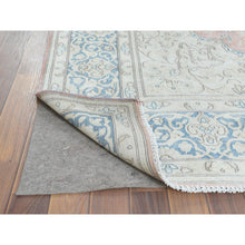 Load image into Gallery viewer, 7&#39;x10&#39;4&quot; Worn Wool, Cropped Thin, Hand Knotted, Faded Red, Vintage Persian Kerman, Distressed Look, Oriental Rug FWR370314