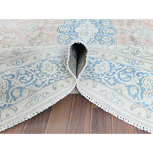 Load image into Gallery viewer, 7&#39;x10&#39;4&quot; Worn Wool, Cropped Thin, Hand Knotted, Faded Red, Vintage Persian Kerman, Distressed Look, Oriental Rug FWR370314