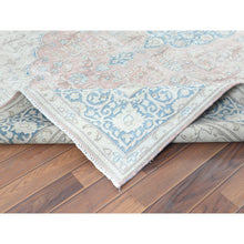 Load image into Gallery viewer, 7&#39;x10&#39;4&quot; Worn Wool, Cropped Thin, Hand Knotted, Faded Red, Vintage Persian Kerman, Distressed Look, Oriental Rug FWR370314