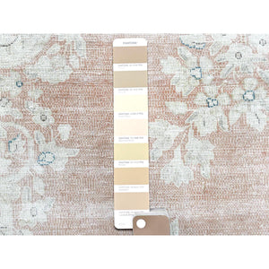 10'1"x14'2" Hand Knotted, Almond Brown, Vintage Persian Kerman, Distressed Look, Worn Wool, Cropped Thin, Oriental Rug FWR370350