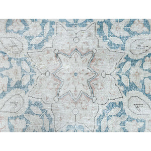 10'1"x14'2" Hand Knotted, Almond Brown, Vintage Persian Kerman, Distressed Look, Worn Wool, Cropped Thin, Oriental Rug FWR370350