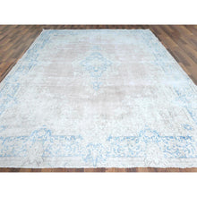 Load image into Gallery viewer, 9&#39;8&quot;x12&#39;9&quot; Faded Champagne, Vintage Persian Kerman, Distressed Look, Worn Wool, Cropped Thin, Hand Knotted, Oriental Rug FWR370368