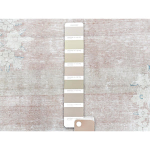 9'8"x12'9" Faded Champagne, Vintage Persian Kerman, Distressed Look, Worn Wool, Cropped Thin, Hand Knotted, Oriental Rug FWR370368