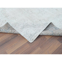 Load image into Gallery viewer, 8&#39;8&quot;x12&#39; Cropped Thin, Hand Knotted, Ivory, Vintage Persian Kerman, Distressed Look, Worn Wool, Oriental Rug FWR370404