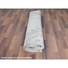 Load image into Gallery viewer, 8&#39;8&quot;x12&#39; Cropped Thin, Hand Knotted, Ivory, Vintage Persian Kerman, Distressed Look, Worn Wool, Oriental Rug FWR370404
