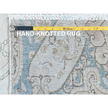 Load image into Gallery viewer, 8&#39;8&quot;x12&#39; Cropped Thin, Hand Knotted, Ivory, Vintage Persian Kerman, Distressed Look, Worn Wool, Oriental Rug FWR370404