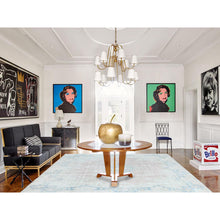 Load image into Gallery viewer, 9&#39;9&quot;x13&#39;3&quot; Distressed Look, Worn Wool, Shaved Down, Hand Knotted, Soft Pink, Vintage Persian Kerman, Oriental Rug FWR370410