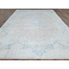 Load image into Gallery viewer, 9&#39;9&quot;x13&#39;3&quot; Distressed Look, Worn Wool, Shaved Down, Hand Knotted, Soft Pink, Vintage Persian Kerman, Oriental Rug FWR370410