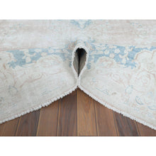 Load image into Gallery viewer, 9&#39;9&quot;x13&#39;3&quot; Distressed Look, Worn Wool, Shaved Down, Hand Knotted, Soft Pink, Vintage Persian Kerman, Oriental Rug FWR370410