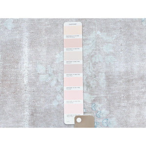 9'9"x13'3" Distressed Look, Worn Wool, Shaved Down, Hand Knotted, Soft Pink, Vintage Persian Kerman, Oriental Rug FWR370410