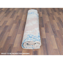 Load image into Gallery viewer, 9&#39;9&quot;x13&#39;3&quot; Distressed Look, Worn Wool, Shaved Down, Hand Knotted, Soft Pink, Vintage Persian Kerman, Oriental Rug FWR370410