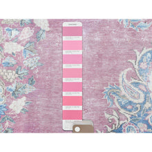Load image into Gallery viewer, 6&#39;7&quot;x8&#39;7&quot; Vintage Persian Kerman, Distressed Look, Worn Wool, Shaved Down, Hand Knotted, Pink, Oriental Rug FWR370464