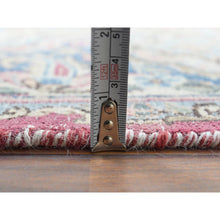 Load image into Gallery viewer, 6&#39;7&quot;x8&#39;7&quot; Vintage Persian Kerman, Distressed Look, Worn Wool, Shaved Down, Hand Knotted, Pink, Oriental Rug FWR370464