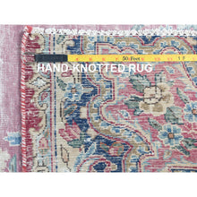 Load image into Gallery viewer, 6&#39;7&quot;x8&#39;7&quot; Vintage Persian Kerman, Distressed Look, Worn Wool, Shaved Down, Hand Knotted, Pink, Oriental Rug FWR370464