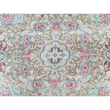 Load image into Gallery viewer, 8&#39;6&quot;x11&#39;2&quot; Distressed Look, Worn Wool, Sheared Low, Hand Knotted, Denim Blue, Vintage Persian Kerman, Oriental Rug FWR370806