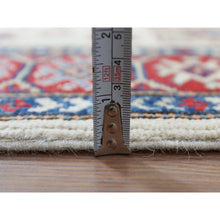 Load image into Gallery viewer, 3&#39;x4&#39;7&quot; Afghan Special Kazak With Colorful Pattern, Natural Wool, Hand Knotted, Ivory, Caucasian Design, Oriental Rug FWR370854