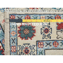 Load image into Gallery viewer, 2&#39;10&quot;x19&#39;4&quot; Hand Knotted, Taupe, Caucasian Design, Afghan Special Kazak With All Over Design, Pure Wool, Oriental Xl Runner Rug FWR370962