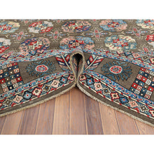 Load image into Gallery viewer, 9&#39;7&quot;x12&#39;9&quot; Afghan Special Kazak With Elephant Feet Design, Shiny Wool, Hand Knotted, Taupe, Oriental Rug FWR370980