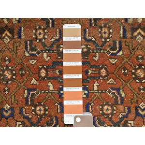 3'7"x9'10" Chocolate Brown, Vintage Persian Bakhtiar Cropped Thin Distressed Look, Worn Wool Hand Knotted, Wide Runner Oriental Rug FWR371148