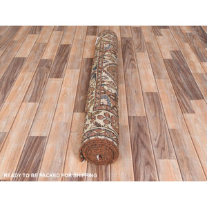 3'7"x9'10" Chocolate Brown, Vintage Persian Bakhtiar Cropped Thin Distressed Look, Worn Wool Hand Knotted, Wide Runner Oriental Rug FWR371148