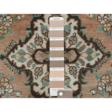 Load image into Gallery viewer, 3&#39;3&quot;x10&#39;4&quot; Walnut Brown, Vintage Persian Bibikabad Sheared Low, Distressed Look Worn Wool Hand Knotted, Runner Oriental Rug FWR371154
