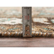Load image into Gallery viewer, 3&#39;3&quot;x10&#39;4&quot; Walnut Brown, Vintage Persian Bibikabad Sheared Low, Distressed Look Worn Wool Hand Knotted, Runner Oriental Rug FWR371154