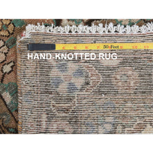 Load image into Gallery viewer, 3&#39;3&quot;x10&#39;4&quot; Walnut Brown, Vintage Persian Bibikabad Sheared Low, Distressed Look Worn Wool Hand Knotted, Runner Oriental Rug FWR371154