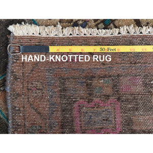 3'4"x9'8" Raspberry Wine Pink, Overdyed Old Northwest Persian, Hand Knotted Distressed Look and Evenly Worn, Sides and Ends Secured, Professionally Cleaned, Sheared Low, Cropped Thin, All Wool Wide Runner Oriental Rug FWR516108