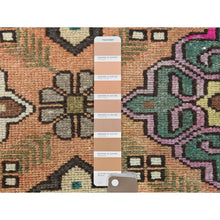 Load image into Gallery viewer, 3&#39;3&quot;x10&#39; Apricot Color, Worn Wool Hand Knotted, Vintage Persian Bakhtiar Large Rosset Design Sheared Low Distressed Look, Runner Oriental Rug FWR371298