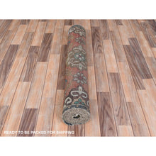 Load image into Gallery viewer, 3&#39;3&quot;x10&#39; Apricot Color, Worn Wool Hand Knotted, Vintage Persian Bakhtiar Large Rosset Design Sheared Low Distressed Look, Runner Oriental Rug FWR371298