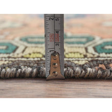 Load image into Gallery viewer, 3&#39;3&quot;x10&#39; Apricot Color, Worn Wool Hand Knotted, Vintage Persian Bakhtiar Large Rosset Design Sheared Low Distressed Look, Runner Oriental Rug FWR371298