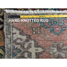 Load image into Gallery viewer, 3&#39;3&quot;x10&#39; Apricot Color, Worn Wool Hand Knotted, Vintage Persian Bakhtiar Large Rosset Design Sheared Low Distressed Look, Runner Oriental Rug FWR371298